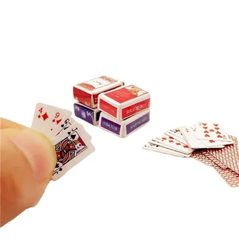 108 lap Mini Aranyos 1:12 Babaház Miniatúrák Póker lakberendezési Póker Kártya Játék Baba