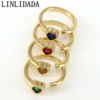 10db Cirkon Szív Alakú Réz Állítható Aranyozott Gyűrű, Ékszerek, Minimalista Gyűrű
