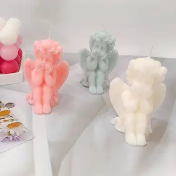 1db Művészeti Gyertya 3D Aranyos Arcát Angyal Illatos Gyertya Viasz Haza Születésnapi Party Karácsonyi Dekorációs Gyertya a Karácsonyi Ajándékokat