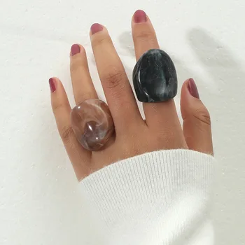 2db koreai Geometriai Akril Gyanta Gyűrű Szett Női Divat Gyűrű 2022 Trend Ékszerek, Ajándékok, Női Gyűrű