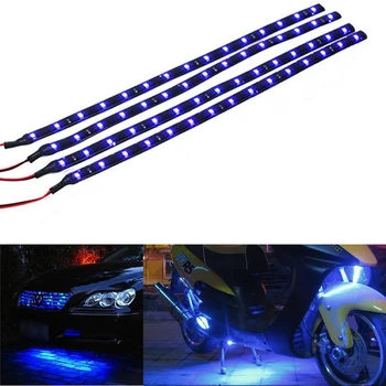 4db 30cm Kék 3528 15 SMD LED-es Flexibilis Lámpa Vízálló Az Otthoni Kerti Autó Nagy teljesítményű LED Szalagok Cső Dekoratív Lámpa