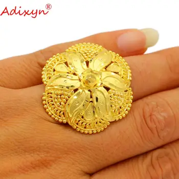 Adixyn 24 karátos Arany Gyűrűk, Nők, Férfiak, Réz Afrikai Ékszereket Indiai Etióp Menyasszonyi Esküvői Kiegészítők N103118