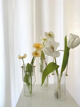 Ins koreai stílus virágkötészeti Fém Hordozható Függőleges Üveg Váza Fény Luxus Modern Otthon Váza Dekoráció