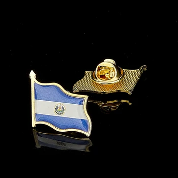 Közép-Amerikában A Köztársaság El Salvador Újdonság Hullámzó Zászló Minta Aranyozott Bross Hajtóka Csapok Ajándék