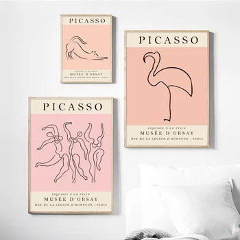 Picasso, Matisse Flamingo Pingvin Macska Absztrakt Művészet Vászon Festmény Északi Poszterek, Nyomatok, Fali Képek, Nappali Dekor