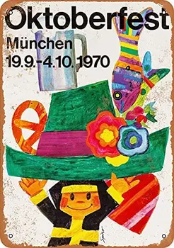 SRongmao 12 x 8 Ón Fém Tábla Vintage Megjelenés 1970 Oktoberfest, München, Németország