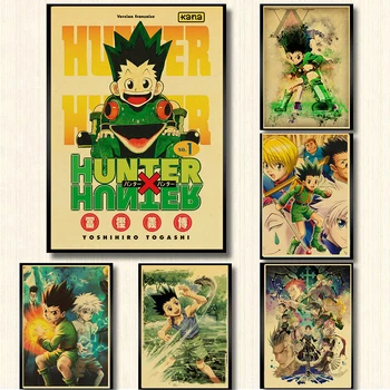 Új meleg anime HUNTER X HUNTER Retro Plakát kraft Papír Nyomatok Egyértelműen a Képet a szoba Bár Otthon Art festmény, fali matrica