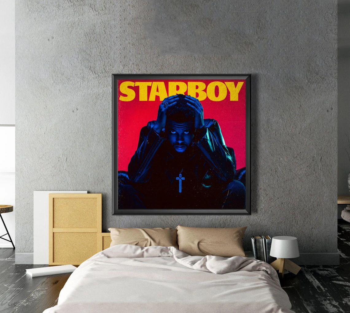 The Weeknd - Starboy Zenei Album Borító Vásznat Poszter Haza Falfestés Dekoráció (Nincs Keret) 3