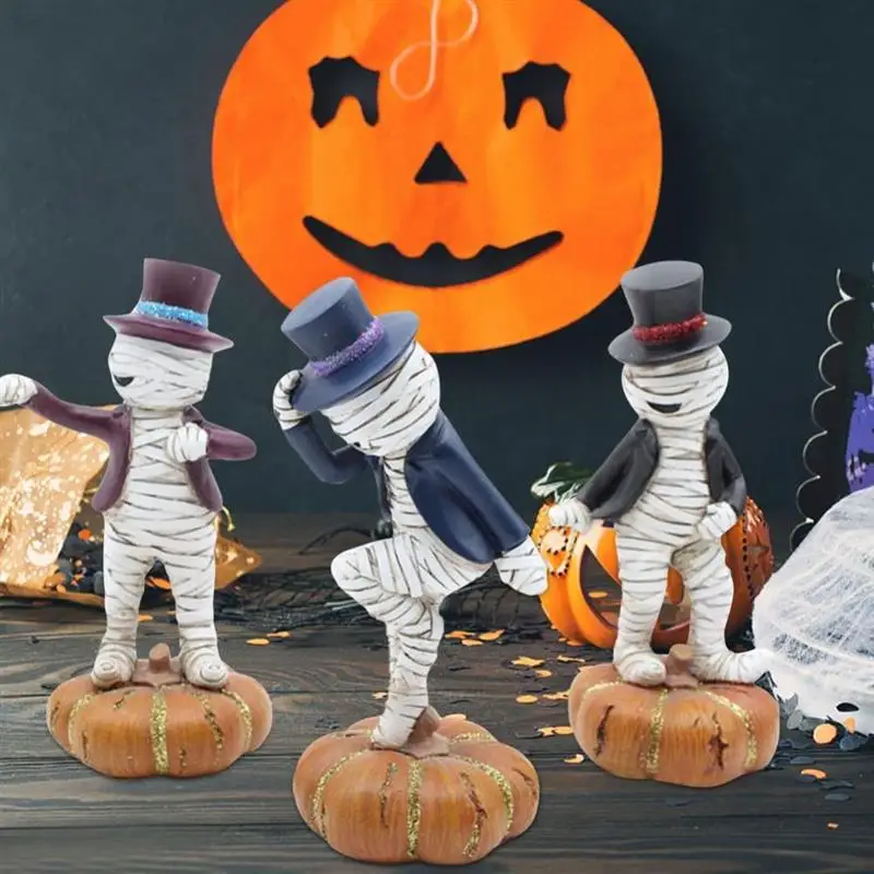 Vicces Gyanta Múmia Kötést Tánc Figurák Halloween Party Asztal Kézműves Díszek Alkalmas Lakberendezési Kiegészítők 0