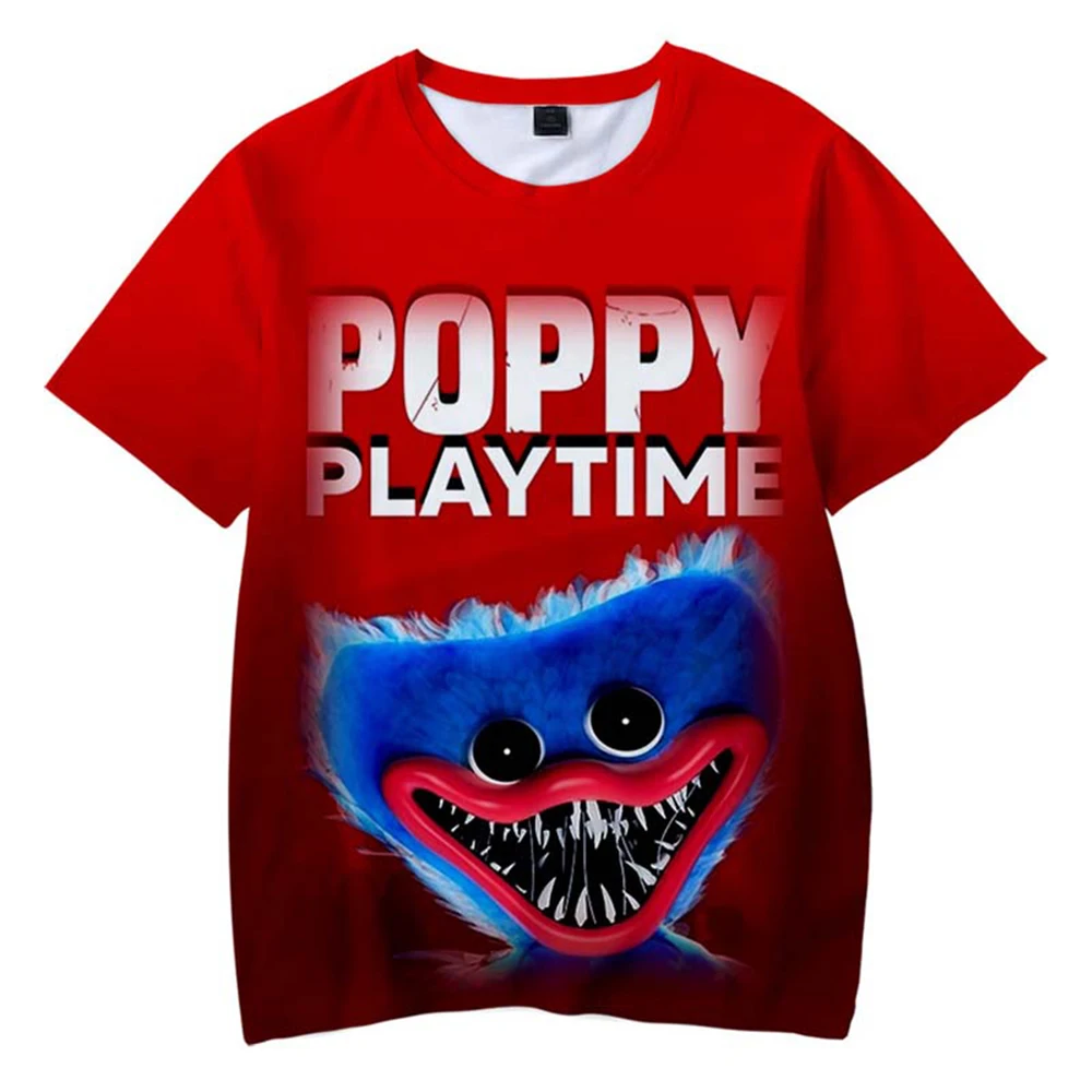 Poppy Játék 3D-s póló, Férfiak, Nők, Fiúk, Lányok, Gyerekek Cica Ölelést O-Nyakú, Rövid Ujjú Vicces Tshirt Anime Rajzfilm Streetwear Maximum 2
