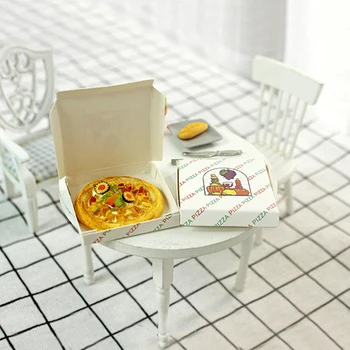 1/12 Babaház Miniatűr Tartozékok Mini Gyanta Pizza Doboz Szimuláció Élelmiszer-Modell Játékok Ház Baba Dekoráció