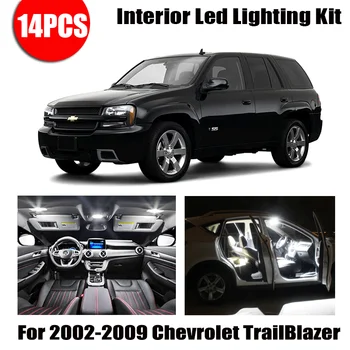 14 Izzó Fehér Beltéri LED Autó Térkép Ajtó Lámpa Készlet Alkalmas 2002-2007 2008 2009 Chevrolet TrailBlazer Felső Csomagtartó Licenc Lámpa