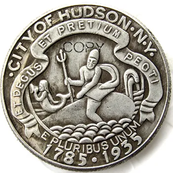 1935 Hudson Fél Dollár Másolás Érme, Ezüst Bevonatú