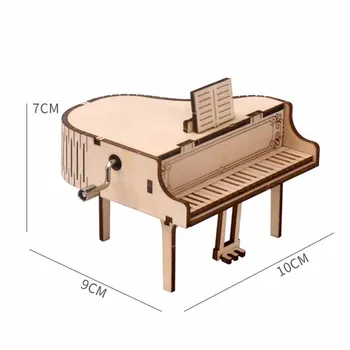 1db Gyerekek Ajándék Asztali Dekoráció Music Box Kőhárs Kezét Pörgeti Zongora Alakú Multi-function DIY Kirakós Játék, a Természet Színe