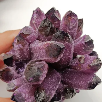 1db Természetes lila szellem kvarc kristály klaszter gyógyító kristályok nyers kő példány otthon&iroda dekoráció Szintetikus