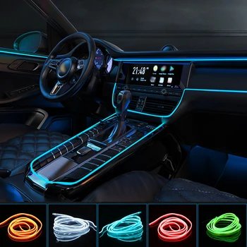 1M/2M/3M/5M Autó Belső Világítás Dekorációs Lámpa EL Vezetékek Neon Szalag Automatikus DIY Rugalmas, a Környezeti Fény USB-Parti Hangulat Lámpa