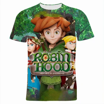 2021 Nyári Rövid Ujjú Póló Disney-Robin Hood 3D Nyomtatás Férfiak, Nők, Póló, Rajzfilm Anime Gyermek Ruházat