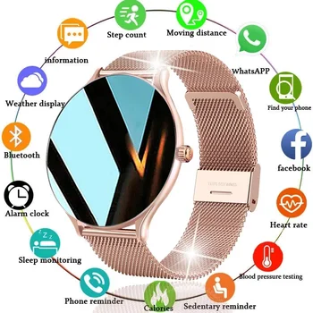 2021 Új Nők Intelligens Karóra Nő Divat Karóra pulzusmérő Aludni Monitoring For Android IOS Vízálló Női Smartwatch+Doboz