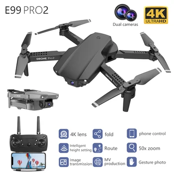 2022 Új E99 Mini Pro2 Drón 4K Szakmai Dual Kamera WIFI FPV légifényképezés Dron Összecsukható RC Quadcopter Dron Játékok
