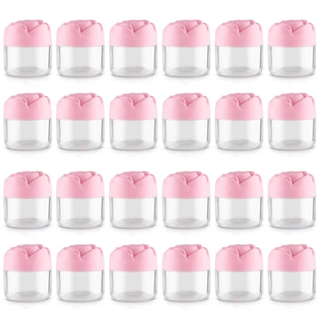 24Pcs Rose Gramm Füvet Üvegek Kerek Műanyag Kozmetikai Tartály Üveg Fedél Utazási Tároló Edényt a Minta Üres Konténer Rózsaszín