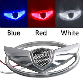3D-s Vörös-Kék Autó Elülső Motorháztető Hátsó Csomagtartó Embléma Jelvény LED-es Lámpák a Genesis Coupe