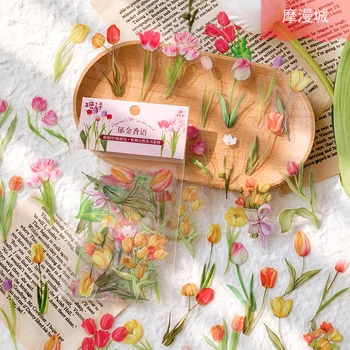 40pcs Korea Matricák Virág Dekoráció Írószer Kawaii Matrica Szett Esztétikai Napló Scrapbooking DIY tanszerek Nagykereskedelmi