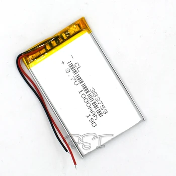 5db 3,7 V lítium akkumulátor-Li-polymer Újratölthető Cell Li-ion Polimer 383759 1000mAh A PSP Navi GPS MP3 MP4 Hangszóró, Kamera