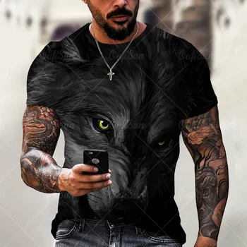 A férfiak, illetve a Nők 3D Tigris, az Oroszlán Mintával Nyomtatott póló, Divat, Kerek Nyakú, Rövid Ujjú Streetwear Hip-Hop Póló Nyári