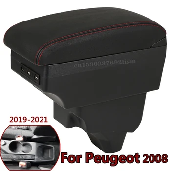 A Peugeot 2008 Karfa Peugeot 208 Autó Kartámasz doboz 2019 2020 2021 Utólag alkatrészek Belső Tároló doboz, tartozékok USB LED