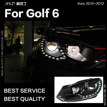 AKD Autó Stílus VW Golf 6 LED Fényszóró 2009-2012 R20 Design Golf DRL LED Rejtette Fejét Lámpa Angel Eye Bi Xenon Sugár Tartozékok