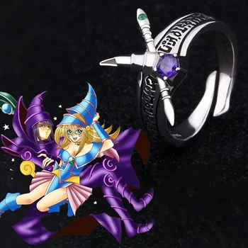 Anime Yu-Gi-Oh! Yugi Muto Duel Monsters Sötét Mágus S925 Sterling Ezüst Állítható Ujj Gyűrű Cosplay Ékszer Férfi Xmas Ajándékok