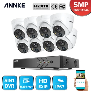 ANNKE 8CH 5MP Videó Biztonsági Rendszer 5MP Lite H. 265+ DVR Felvevő 5 MEGAPIXELES Vízálló Kamera Kültéri PIR Érzékelő