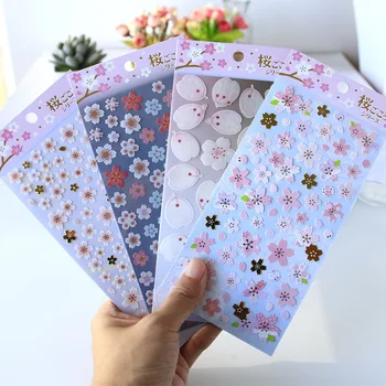 Anyag Szirmok Sakura PVC Rajzfilm Dekoratív Írószerek Matrica Scrapbooking DIY Napló Album Stick Címke