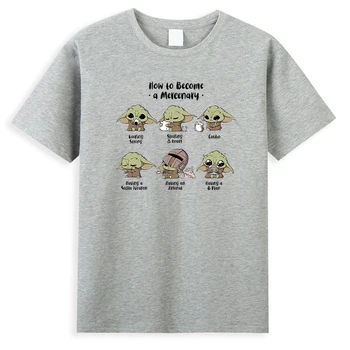 Aranyos mandalore-i Férfi pólók Vintage Nyári Rajzfilm Férfi Felsők Disney Baba Yoda Póló Divat Pamut Vagány Férfi póló