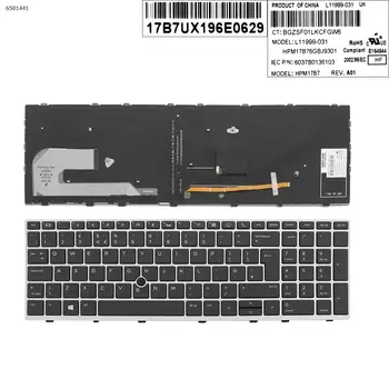 Az egyesült KIRÁLYSÁG Új Csere Billentyűzet HP EliteBook 850 G5 755 G5 850 G6 Laptop Ezüst Keret Fekete Gombot a Háttérvilágítás Mutató