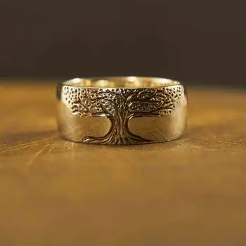 Az Élet fája pecsétgyűrű Klasszikus Férfi Viking Amulett Gyűrűk Északi Ékszerek, Egyedi Ezüst Színű/Arany Színű Gyűrű a Férfiak