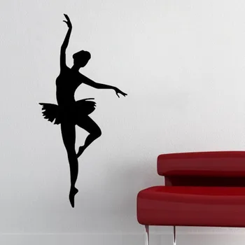 Balett-Táncos Fali Matrica Balerina Vinil Művészi Falfestmények Fali Matricák Silhouette Balett Lányok Táncolni Matrica Hálószoba Dekoráció