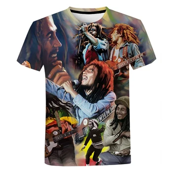 Bob Marley, a Reggae Stílus Túlméretezett póló Férfi Női Hip-Hop Divat Alkalmi, Rövid Ujjú Unisex Harajuku Streetwear Klassz Póló