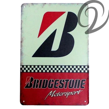 Bridgestone Motorsport 20*30 Cm-Es Évjárat Lakberendezés Bár, Pub, Garázs Fali Matricák Shabby Chic Adóazonosító Jel Lemez Fém Plakkok