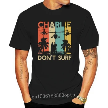 Charlie Nem Surf Ing Katonai Vietnami Háború Apokalipszis T-Shirt Fekete Pamut Póló
