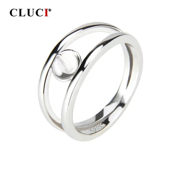CLUCI 925 Sterling Ezüst Két ciklus Design Nők, Gyöngy, Gyűrű Szerelés Igazi 925 Ezüst Gyűrű, Ékszerek, Ajándék Nőknek SR1031SB