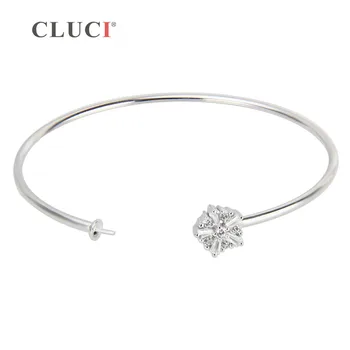 CLUCI ötágú csillag 925 sterling ezüst karkötő accessary Állítható Apró Virág Bijoux karkötő, hogy megfeleljen gyöngy SB050SB