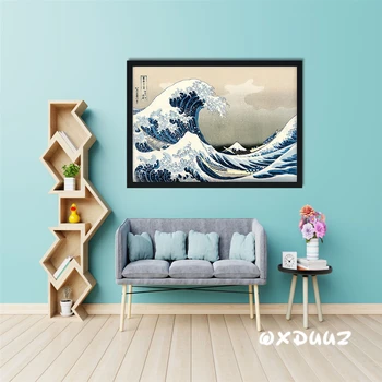 Családi wall art deco Japán stílusú Kanagawa Óceán hullámai kép magas minőségű vászon festmény HD Szoba dekoráció kép o990