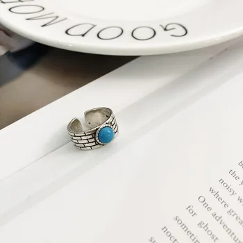 Cseh Szüreti Ezüst Színű Kék Gyűrűk Női Ajándék Állítható Antik Gyűrű Eljegyzési, Esküvői Ékszerek Anillos