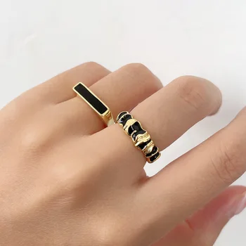 Design Szabálytalan francia Index Ujj Gyűrű Egymásra Epoxi Geometriai Tér Gyűrű Ins Vad koreai Nyitva Ékszerek, Gyűrűk, Nők