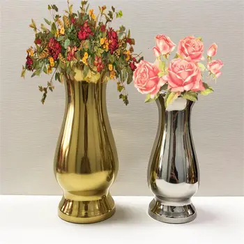 Ezüst, Arany Bevonat Asztallap-Váza Modern Minimalista Díszek Kézműves Rozsdamentes Acél Virág Váza Fém Virágtartó Lakberendezés