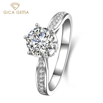 GICA GEMA SONA Gyémánt Gyűrű A Nők 925 Sterling Ezüst 1ct Korona Alakú, Kerek Esküvő, Eljegyzés, Finom Ékszerek Készítése Ajándékok