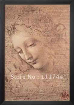 Gyönyörű olajfestmény Női Fej teljes La Scapigliata Leonardo Da Vinci vászon művészet Magas minőségű, Kézzel festett