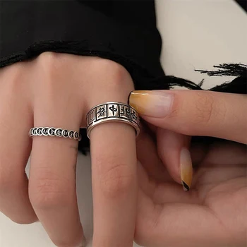 Hip-Hop Mahjong Gyűrű Az ujjra Állítható Ékszerek, Gyűrűk, Tizenéves Gótikus anillos Esztétikai Gyűrűk 2021 Trend Tartozékok