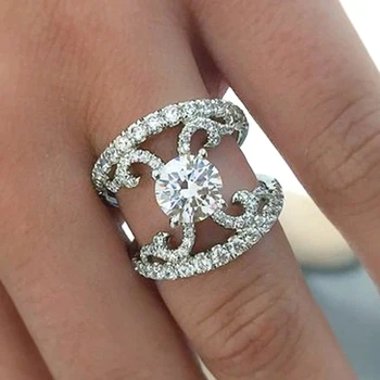 Huitan Egyedi Design Bling Bling Gyűrűk a Nők Teljes Cirkónia Esküvői Házasság Esküvő Party Ujj-gyűrűk Divat Ékszerek